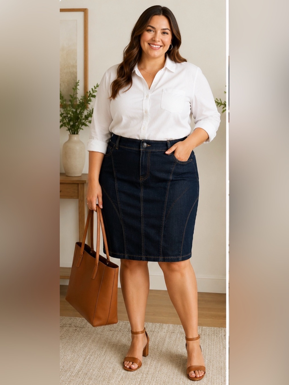 Lane Bryant Dark Wash Stretch Denim Pencil Skirt Size 16